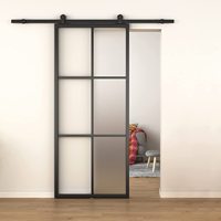 Personnalisé 36 po. X 84 po. Porte de grange avec kit de quincaillerie pour porte coulissante de 6,6 pieds Design graphique en verre massif Porte en son en acier inoxydable