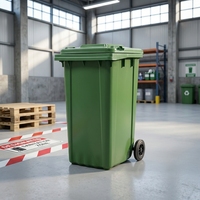Poubelle roulante verte Zheng Xiang 240L à deux roues, bac à déchets en plastique ouvert pour usage extérieur et en usine