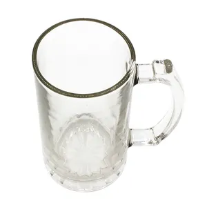 Tazas de cerveza de gran capacidad 0.4L Vaso de jarra de cerveza de vidrio de sublimación esmerilada personalizable con asa