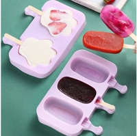 XJH sans BPA 3 trous Silicone Popsicle moule 50 bâtons en bois pour barre de crème glacée maison Cakesicle bricolage Cube forme sorbetière