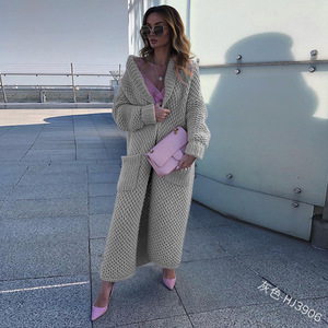 New Fashion Fall Autumn Winter Knitted <strong>Hooded</strong> Long Coat Jacket <strong>Ladies</strong> <strong>Cardigan</strong> Women's Sweaters - Product Image 3