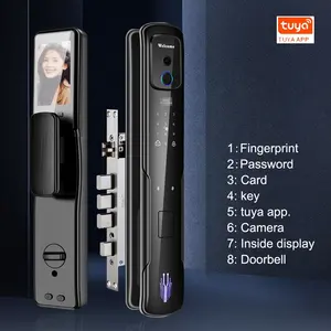 Tuya Smart automatische Türschloss Finger abdruck Schlüssel karte elektrische Griff Set schlüssel lose Tuya Kamera drahtlose Türen Schlösser