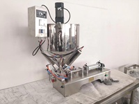 Machine de remplissage semi-automatique pneumatique horizontale pour pâtes, sauces chili, confitures, huiles et liquides – Mélangeur et remplisseur de bouteilles pour emballage industriel
