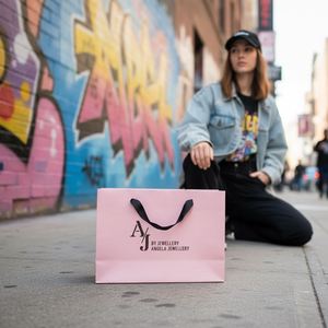 White Cardboard Art Paper Shopping Bag Customized Logo Offset Printing Custom Color Hand Length Handle for Shoes Clothing - Product Image 3