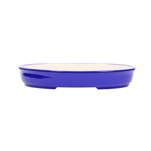 Pot à bonsaï japonais en céramique, ovale, peu profond, glaçure bleue, forme taille de tailleuse, pour plantes d'intérieur - Product Image 3