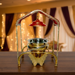 Brass Modern <b>Butterfly</b> Design Chafing Dish Gold-Plated Lid Lid Holder 4/6/8L Capacity Luxury Table <b>Top</b> for Catering Hotels - Product Image 3