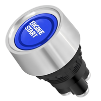 12V DC 3 broches SPST bouton poussoir marche-arrêt interrupteur de démarrage lumière LED bleue momentanée pour véhicule marin voiture de course camion en métal 250V