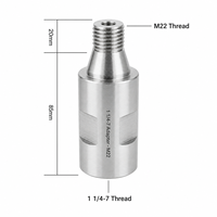 Adaptateur de filetage de précision en acier à haute teneur en carbone usiné CNC, filetage femelle 1-1/4"-7 UNC et filetage mâle M22, pour trépan diamanté