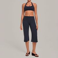 Ensemble de yoga jaune pour femme 2026 – Soutien-gorge, pantalon mi-mollet, leggings larges, tenue de yoga, ensemble de sport dos nu pour femme, vente en gros