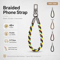 Dragonne de téléphone tressée avec logo personnalisé, cordon de poignet pour téléphone, patch rotatif à 360°, cadeau pour femmes et hommes, accessoire de téléphone portable