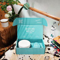 Boîte d'expédition en carton ondulé personnalisée pour produits capillaires et de beauté, masque capillaire, avec rabat supérieur et intérieur turquoise, vente en gros, fabricant