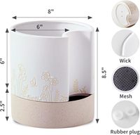 Maceta Moderna de Cerámica con Autorriego para Interiores, 8 Pulgadas, Blanca, Pintada a Mano, con Orificio de Drenaje y Almacenamiento de Agua para Suculentas/Hierbas/Violetas