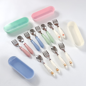 Boîte à couverts portable en acier inoxydable pour enfants, fourchette, cuillère, cuillère pour <span class=keywords><strong>bébé</strong></span>, cuillère pour aliments pour <span class=keywords><strong>bébé</strong></span>, cuillère d'apprentissage pour <span class=keywords><strong>repas</strong></span> avec boîte - Product Image 3