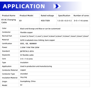 Câble de pistolet de charge de véhicule électrique EV Câble de station de charge Câble de station de charge Câble de véhicule électrique H07BZ5 <span class=keywords><strong>3G</strong></span>/5G 6mm - Product Image 3