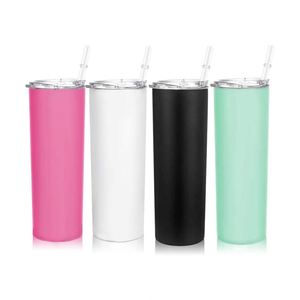 Gobelet isotherme mince en acier inoxydable de 30 oz à double paroi avec couvercle et paille - Product Image 2