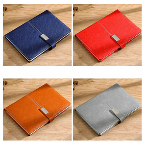 مفكرة A5 من الجلد الصناعي المصقول، مخيطة ومربوطة بالغراء مع مشبك معدني ذهبي وصفحات مسطرة - Product Image 6