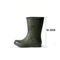 Bottes de pluie pour enfants à motif dinosaure vert armée, bottes mi-mollet résistantes à l'usure pour les jeux en jardin