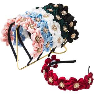 Brillant Chic Bonbons Couleur En Cuir <span class=keywords><strong>Fleur</strong></span> Bandeau Tempérament Scintillant Strass Rembourré Bandeau De Mariée De Mariage Accessoire De <span class=keywords><strong>Cheveux</strong></span> - Product Image 1