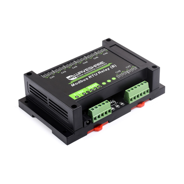 Industrial Modbus RTU 8-ch Relay Module (B) with RS485 Interface Multi Isolation Protection Circuits, 7V-36V Power Supply