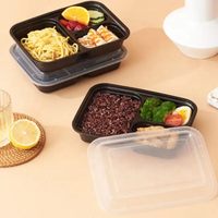 Boîte à lunch jetable en plastique PP à 3 compartiments, compatible micro-ondes, anti-fuite, pour la restauration et les services de traiteur
