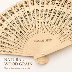 พัดไม้แกะสลักลายฉลุแบบกำหนดเองได้, พัดไม้พับสำหรับงานแต่งงานขายส่ง ของชำร่วยสำหรับแขกในงานแต่งงาน ของตกแต่งบ้านช่วงฤดูร้อน - Product Image 5