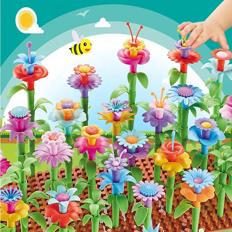 Zhengguang Toys 104pcs Flower Garden Building Toys STEM Toy Gardening Pretend Gift for Kids Stacking Game for Toddlers