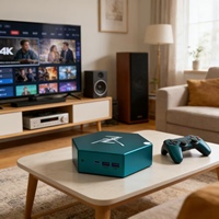 Mini PC hôte pour cinéma maison et jeux 4K, graphismes AMD Radeon, prise en charge HDR, Wi-Fi 6E, centre multimédia compact