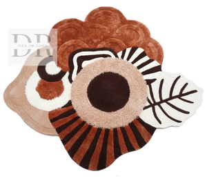 Ensemble de tapis modernes à motif floral, tuftés à la main, en viscose, soie et laine, à bords asymétriques, lavables, antidérapants, taille personnalisable, pour la maison - Product Image 1