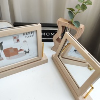 Bingkai Foto MDF 4x6 5x7 Cermin Lipat Meja Dekorasi Rumah Kreatif Hadiah Logo Kustom Cetak UV Gaya Modis Grosir