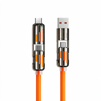 Câble USB rotatif 4 en 1 à double tête, charge rapide PD 240W, lumière RGB respirante, câble de données multifonction pour smartphone et ordinateur portable