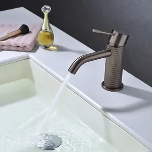 UPC cobre sin plomo frío y caliente multifuncional ahorro de agua moderno oro rosa moleteado lavabo grifo Robinet wasserhahn