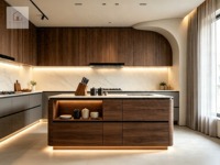 Gabinetes de Cocina Minimalistas y Sostenibles XINGRUO en Madera de Nogal Natural, Muebles a Medida de Diseño Urbano Zen de Lujo