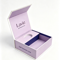 Boîte magnétique en carton rigide noir de luxe avec logo personnalisé, emballage pour cosmétiques, appareils dentaires, boîte magnétique avec insert en mousse