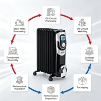 Radiateur intelligent à huile avec écran LCD et thermostat électronique pour le chauffage de la maison et du bureau