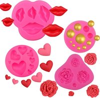 Moules à gâteau en silicone pour fondant, décoration de gâteaux, lèvres, cœur, ours, lettres d'amour, rose pour mariage, Saint-Valentin