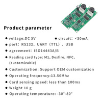 Lector de Tarjetas Magnéticas RFID RS232/UART Inteligente Personalizado con Tarjeta NFC IC MI de 13.56mhz, Módulo Lector USB Sin Contacto