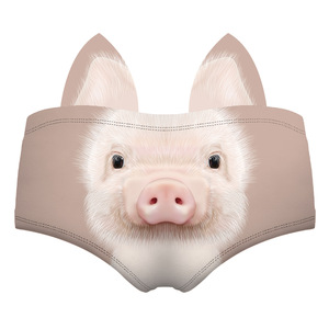 Chien chat cochon oreilles d'animaux dessin animé impression sans couture et respirant sous-vêtements pour femmes taille basse européen et américain Sexy slips F - Product Image 6