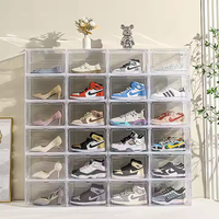Boîte à chaussures transparente en plastique Boîte à chaussures blanche/noire empilable à la mode Boîte à chaussures transparente en plastique avec aimant