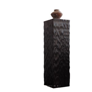 Wabi-Sabi Style Carbonized Square Solid <strong>Wood</strong> Coffee <strong>Table</strong> &amp; Low Stool Multifunctional Living Room Furniture Tree <strong>Stump</strong> Design - Product Image 5