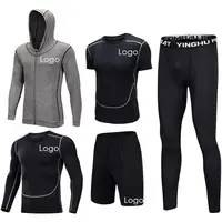 नई सक्रिय पहनने सेट पुरुषों खेलों 5 टुकड़े कसरत कपड़े खेल जिम फिटनेस सेट टी शर्ट Mens फिटनेस परिधान