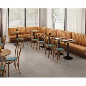 Modern Commercial Cafeteria Leather Banquette Table Restaurant Furniture Set