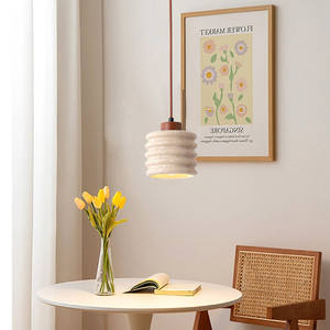 Lámpara Colgante de Estilo Japonés Wabi-Sabi para Dormitorio, Color Crema, Estilo Retro Nórdico, LED de Piedra Media - Product Image 4