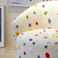 Vente directe usine : Fauteuil de loisirs créatif à pois, design artistique, couleur crème, canapé individuel personnalisable