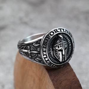 Men's Stainless Steel <b>Ring</b> With Spartan Mask Design Round Geometric Jewelry Gift - Product Image 3