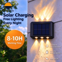 Lampe murale solaire en plastique à lentille convexe 6 LED, 300 mAh, blanc chaud et blanc froid, éclairage mural solaire extérieur pour entrée