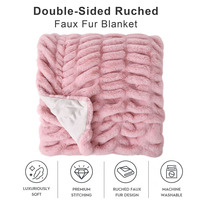 Plaid rectangulaire portable en fausse fourrure, anti-boulochage, douillet et idéal pour les voyages