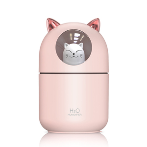 Minihumidificador de aire de escritorio con pulverizador para el hogar, difusor ultrasónico de aceites esenciales con luz LED nocturna para gato y planeta - Product Image 5