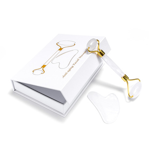 Marque privée OEM Logo Soins de la peau Outil de massage pour la beauté du visage Rouleau de jade en cristal clair Ensemble <span class=keywords><strong>Gua</strong></span> <span class=keywords><strong>Sha</strong></span> sans boîte - Product Image 2