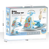 MILI Nouveau Jouet de voiture à bascule multifonctionnel 6-en-1 pour tout-petits, bleu, avec musique et lumière, trotteur pour bébé - Matériau plastique durable