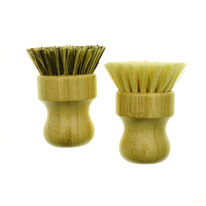 Eco-Friendly Bamboo Round Mini Pot Cleaning <strong>Brush</strong> Wooden Dish <strong>Scrub</strong> for Vegetable Cleaning - Product Image 4